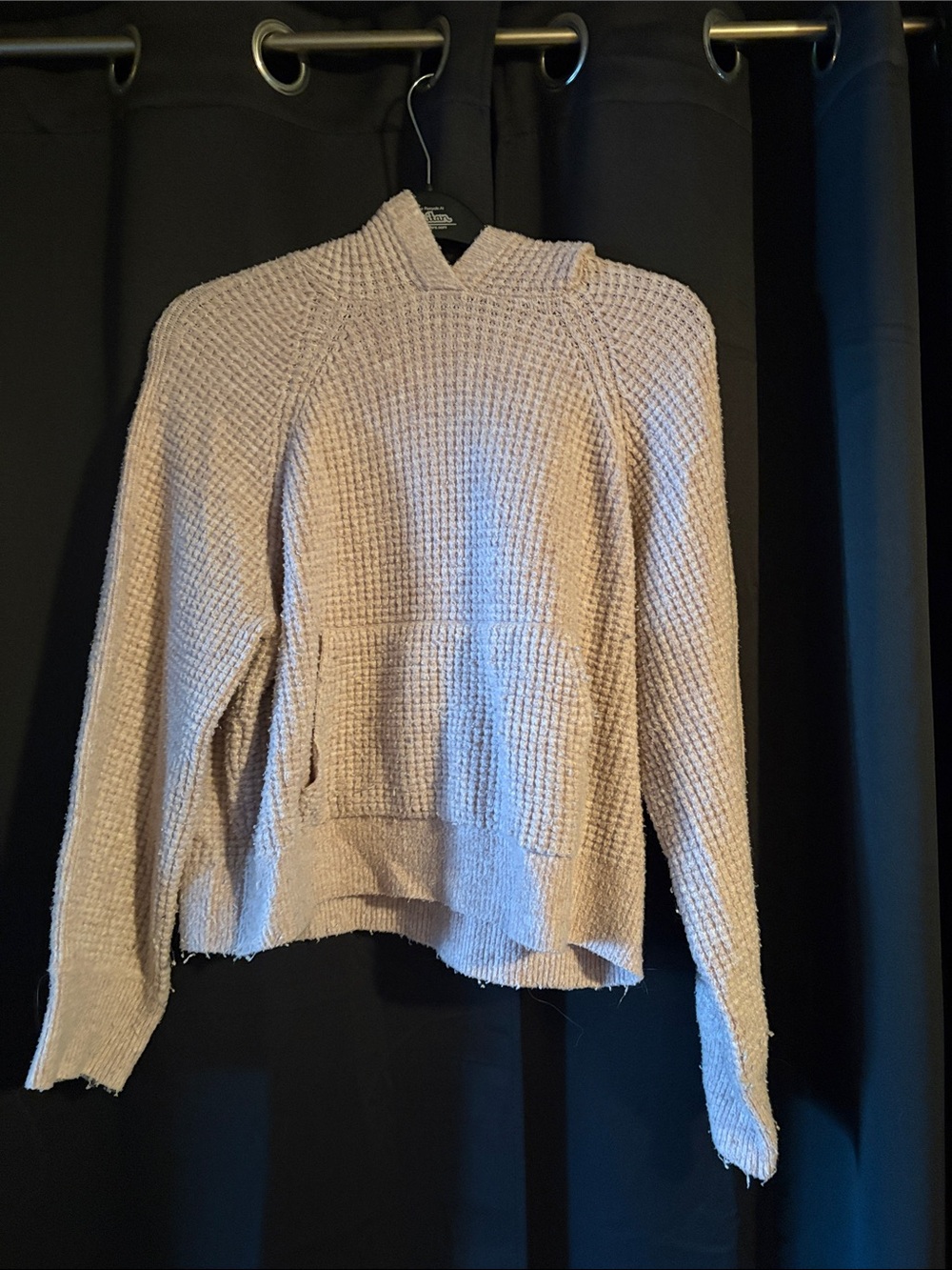 Abercrombie & Fitch Cream Waffle-Knit Hoodie Sweater